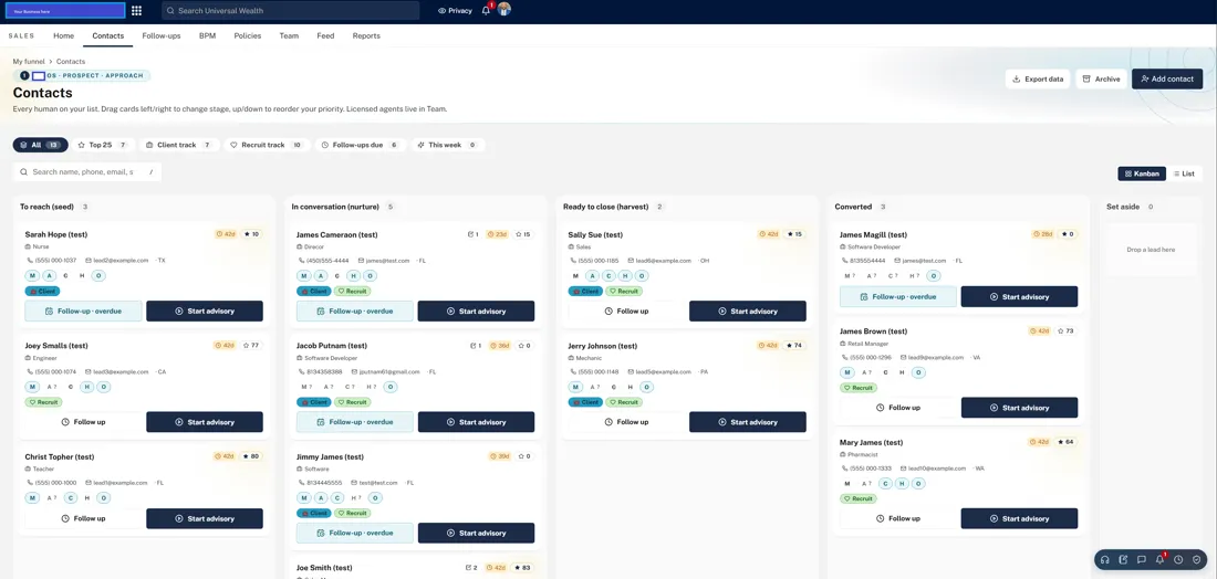 Contacts pipeline (CRM)